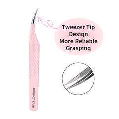 TL-05 Light Pink Fiber Tweezers For Eyelash Extension