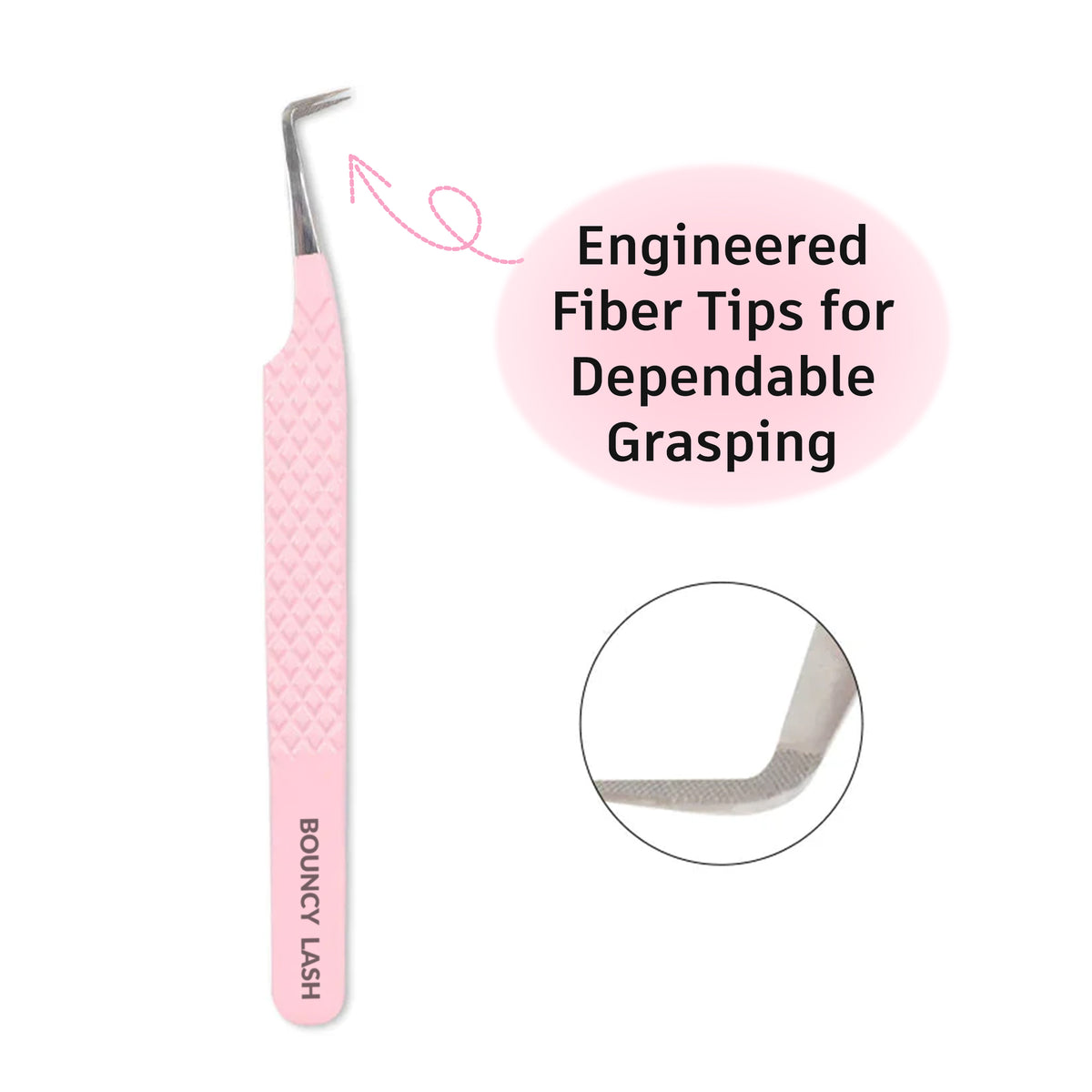 TL-02 Light Pink Fiber Tweezers For Eyelash Extension